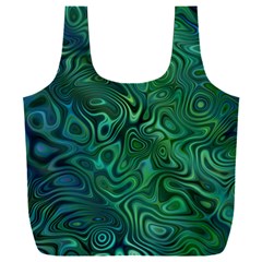 Emerald Green Blue Marbled Color Full Print Recycle Bag (xxxl) by SpinnyChairDesigns