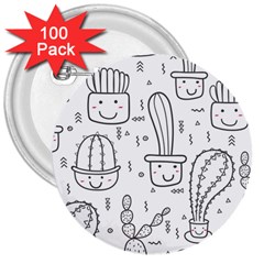 Cactus 3  Buttons (100 Pack)  by Sobalvarro