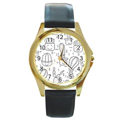 Cactus Round Gold Metal Watch by Sobalvarro