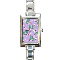 Playing Cats Rectangle Italian Charm Watch by Sobalvarro