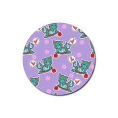 Playing Cats Rubber Coaster (round)  by Sobalvarro