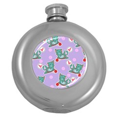 Playing cats Round Hip Flask (5 oz)