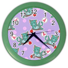 Playing Cats Color Wall Clock by Sobalvarro