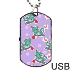 Playing cats Dog Tag USB Flash (One Side)