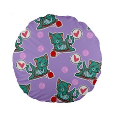 Playing Cats Standard 15  Premium Round Cushions by Sobalvarro