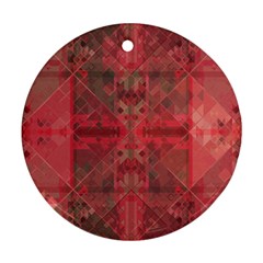 Indian Red Color Geometric Diamonds Ornament (round) by SpinnyChairDesigns