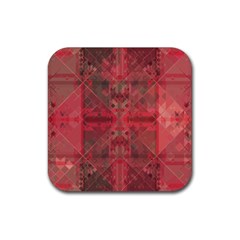 Indian Red Color Geometric Diamonds Rubber Coaster (square) 