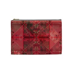 Indian Red Color Geometric Diamonds Cosmetic Bag (medium) by SpinnyChairDesigns