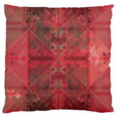 Indian Red Color Geometric Diamonds Large Cushion Case (two Sides) by SpinnyChairDesigns