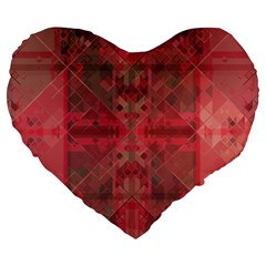 Indian Red Color Geometric Diamonds Large 19  Premium Heart Shape Cushions by SpinnyChairDesigns