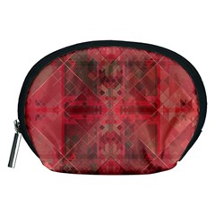 Indian Red Color Geometric Diamonds Accessory Pouch (medium) by SpinnyChairDesigns