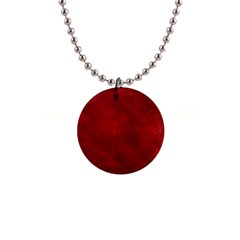 Scarlet Red Velvet Color Faux Texture 1  Button Necklace by SpinnyChairDesigns