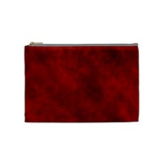 Scarlet Red Velvet Color Faux Texture Cosmetic Bag (medium) by SpinnyChairDesigns