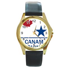 Canam Highway Shield  Round Gold Metal Watch by abbeyz71