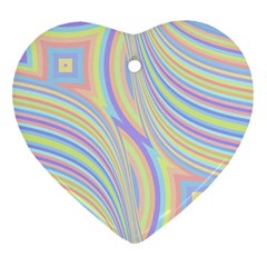 Pastel Color Stripes  Ornament (heart) by SpinnyChairDesigns