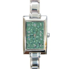 Green Color Polka Dots Pattern Rectangle Italian Charm Watch by SpinnyChairDesigns