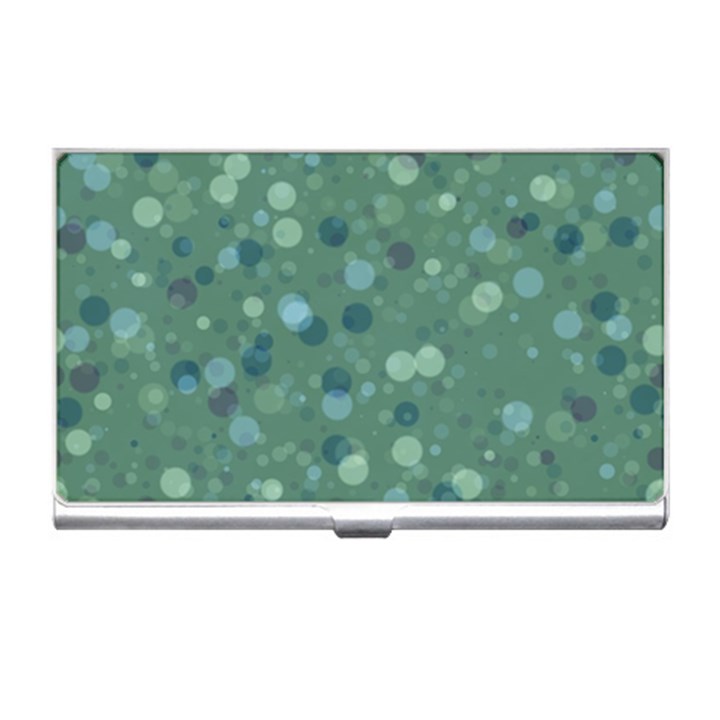 Green Color Polka Dots Pattern Business Card Holder