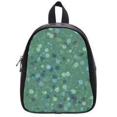 Green Color Polka Dots Pattern School Bag (small) by SpinnyChairDesigns