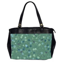 Green Color Polka Dots Pattern Oversize Office Handbag (2 Sides) by SpinnyChairDesigns