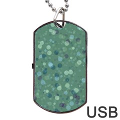 Green Color Polka Dots Pattern Dog Tag Usb Flash (one Side) by SpinnyChairDesigns