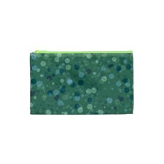 Green Color Polka Dots Pattern Cosmetic Bag (xs) by SpinnyChairDesigns