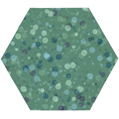 Green Color Polka Dots Pattern Wooden Puzzle Hexagon by SpinnyChairDesigns