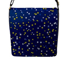 White Yellow Stars On Blue Color Flap Closure Messenger Bag (l) by SpinnyChairDesigns