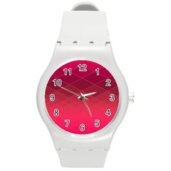 Hot Pink And Wine Color Diamonds Round Plastic Sport Watch (m) by SpinnyChairDesigns