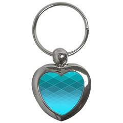 Aqua Blue and Teal Color Diamonds Key Chain (Heart)