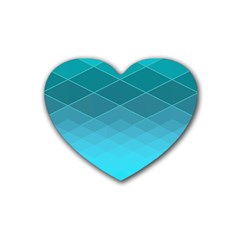 Aqua Blue And Teal Color Diamonds Rubber Coaster (heart)  by SpinnyChairDesigns