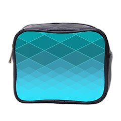 Aqua Blue And Teal Color Diamonds Mini Toiletries Bag (two Sides) by SpinnyChairDesigns