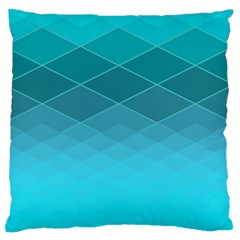 Aqua Blue and Teal Color Diamonds Large Flano Cushion Case (Two Sides)