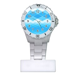Light Blue And White Color Diamonds Plastic Nurses Watch by SpinnyChairDesigns