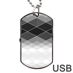 Black White Grey Color Diamonds Dog Tag Usb Flash (two Sides) by SpinnyChairDesigns