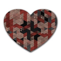 Auburn Grey And Tan Truchet Tiles Heart Mousepads by SpinnyChairDesigns