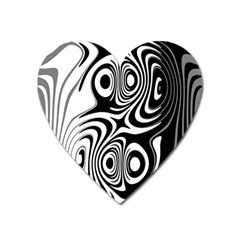 Black And White Abstract Stripes Heart Magnet by SpinnyChairDesigns