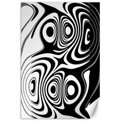 Black And White Abstract Stripes Canvas 20  X 30  by SpinnyChairDesigns