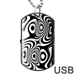 Black And White Abstract Stripes Dog Tag Usb Flash (two Sides) by SpinnyChairDesigns