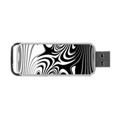 Black And White Abstract Stripes Portable Usb Flash (one Side) by SpinnyChairDesigns