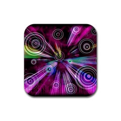 Fractal Circles Abstract Rubber Coaster (square)  by HermanTelo