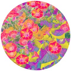 Red Liana Flower Wooden Puzzle Round by DinkovaArt