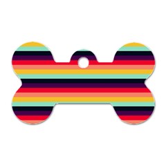 Contrast Rainbow Stripes Dog Tag Bone (one Side) by tmsartbazaar