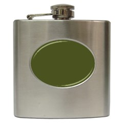 Army Green Solid Color Hip Flask (6 Oz) by SpinnyChairDesigns