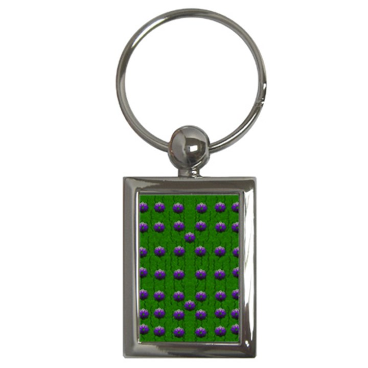 Power To The Big Flowers Festive Key Chain (Rectangle)