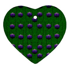 Power To The Big Flowers Festive Heart Ornament (two Sides) by pepitasart