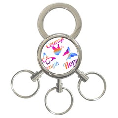 Strength Courage Hope Butterflies 3-ring Key Chain by CHeartDesigns