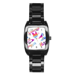 Strength Courage Hope Butterflies Stainless Steel Barrel Watch by CHeartDesigns