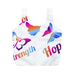 Strength Courage Hope Butterflies Full Print Recycle Bag (m) by CHeartDesigns