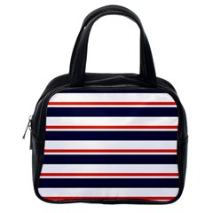 Red With Blue Stripes Classic Handbag (one Side) by tmsartbazaar