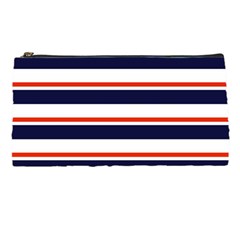 Red With Blue Stripes Pencil Case by tmsartbazaar